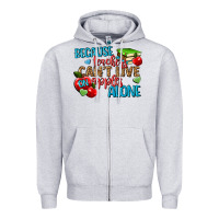 Heather Grey because teachers cant live on apples alone Zipper Hoodie - NancyCooperArtShop