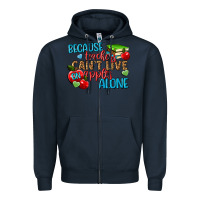 Navy because teachers cant live on apples alone Zipper Hoodie - NancyCooperArtShop