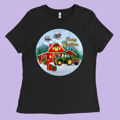 Merry Christmas Small Town Christmas Ornament Ladies Tee Designed By Bundleandbundleshop