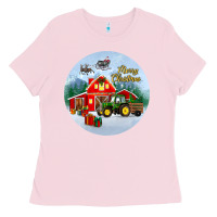 Bubblegum Pink merry christmas small town christmas ornament Ladies Tee - BundleAndBundleShop