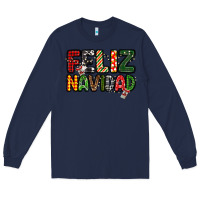 Navy feliz navidad Long Sleeve Tee - MaliasSmallBusiness