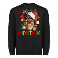 Black Merry Christmas skeleton messy bun Heavyweight Sweatshirt - NancyCooperArtShop