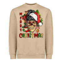 Mushroom Merry Christmas skeleton messy bun Heavyweight Sweatshirt - NancyCooperArtShop