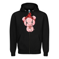 Black cute pig Zipper Hoodie - texasbilliewilder