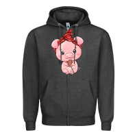 Charcoal Heather cute pig Zipper Hoodie - texasbilliewilder