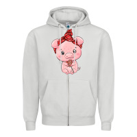 Dove Grey cute pig Zipper Hoodie - texasbilliewilder