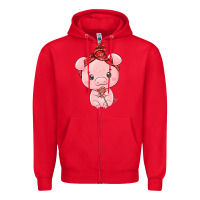 Red cute pig Zipper Hoodie - texasbilliewilder