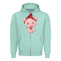 Seafoam cute pig Zipper Hoodie - texasbilliewilder