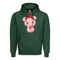 Sports Green cute pig Zipper Hoodie - texasbilliewilder