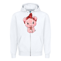 White cute pig Zipper Hoodie - texasbilliewilder
