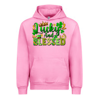 Fuchsia Pink lucky and blessed Urban Hoodie - FaDigitalArtStudio