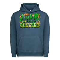 Pigment Midnight Navy lucky and blessed Urban Hoodie - FaDigitalArtStudio
