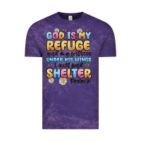 Cloud Purple god is my refuge and my fortress under his wings Vintage Tee - MaliasSmallBusiness