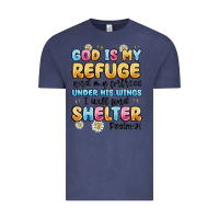 Vintage Denim god is my refuge and my fortress under his wings Vintage Tee - MaliasSmallBusiness