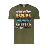 Vintage Olive god is my refuge and my fortress under his wings Vintage Tee - MaliasSmallBusiness