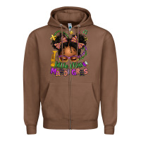 Chestnut little miss mardi gras afro messy bun kid Zipper Hoodie - texasbilliewilder