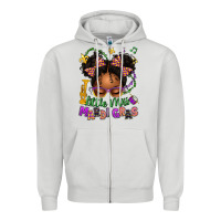 Dove Grey little miss mardi gras afro messy bun kid Zipper Hoodie - texasbilliewilder