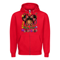 Red little miss mardi gras afro messy bun kid Zipper Hoodie - texasbilliewilder