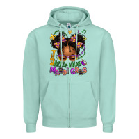 Seafoam little miss mardi gras afro messy bun kid Zipper Hoodie - texasbilliewilder