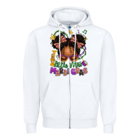 White little miss mardi gras afro messy bun kid Zipper Hoodie - texasbilliewilder