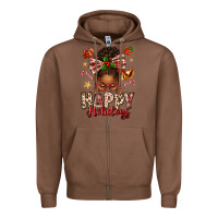 Chestnut happy holidays christmas afro messy bun Zipper Hoodie - texasbilliewilder