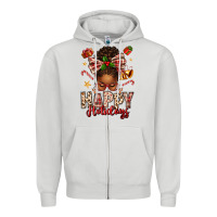 Dove Grey happy holidays christmas afro messy bun Zipper Hoodie - texasbilliewilder