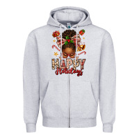 Heather Grey happy holidays christmas afro messy bun Zipper Hoodie - texasbilliewilder