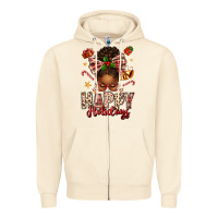 Sandshell happy holidays christmas afro messy bun Zipper Hoodie - texasbilliewilder