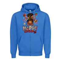 True Royal happy holidays christmas afro messy bun Zipper Hoodie - texasbilliewilder