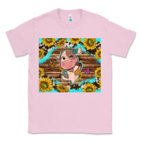 Bubblegum Pink western cute cow with sunflower Classic Tee - NancyCooperArtShop