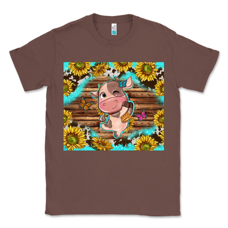 Western Cute Cow With Sunflower Classic Tee by NancyCooperArtShop | Teevron