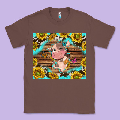 Western Cute Cow With Sunflower Classic Tee Designed By Nancycooperartshop