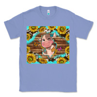 Colony Blue western cute cow with sunflower Classic Tee - NancyCooperArtShop