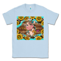 Dusty Blue western cute cow with sunflower Classic Tee - NancyCooperArtShop