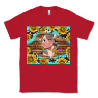 Red western cute cow with sunflower Classic Tee - NancyCooperArtShop