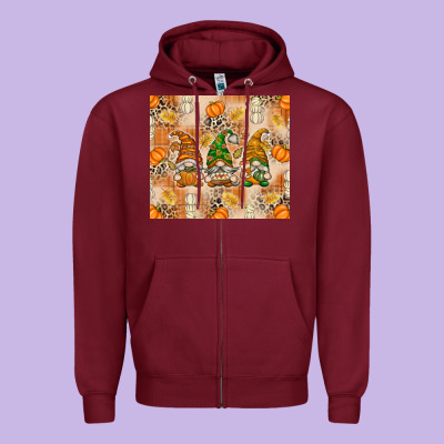 Fall With Gnomes Zipper Hoodie Designed By Texasbilliewilder