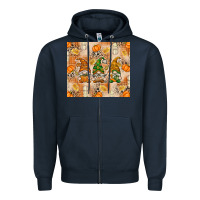 Navy fall with gnomes Zipper Hoodie - texasbilliewilder