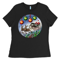 Black santa claus with deer christmas ornament Ladies Tee - BundleAndBundleShop