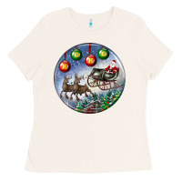 Bone santa claus with deer christmas ornament Ladies Tee - BundleAndBundleShop