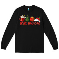 Black feliz navidad Long Sleeve Tee - MaliasSmallBusiness