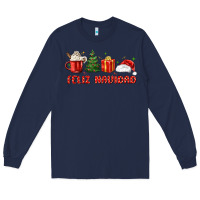 Navy feliz navidad Long Sleeve Tee - MaliasSmallBusiness
