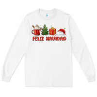 White feliz navidad Long Sleeve Tee - MaliasSmallBusiness