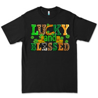 Black lucky and blessed with coins and shamrocks Premium Tee - AdoDesignShop
