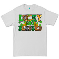 Dove Grey lucky and blessed with coins and shamrocks Premium Tee - AdoDesignShop