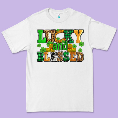 Lucky And Blessed With Coins And Shamrocks Premium Tee Designed By Adodesignshop
