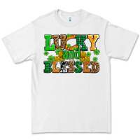 White lucky and blessed with coins and shamrocks Premium Tee - AdoDesignShop