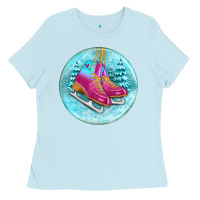 Baby Blue ice skate christmas ornament Ladies Tee - BundleAndBundleShop