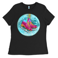Black ice skate christmas ornament Ladies Tee - BundleAndBundleShop