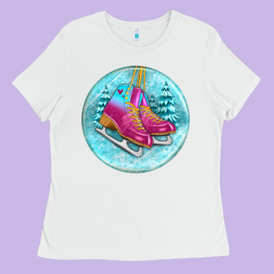 Ice Skate Christmas Ornament Ladies Tee Designed By Bundleandbundleshop