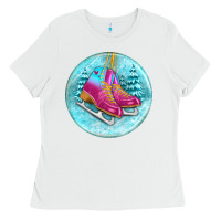 White ice skate christmas ornament Ladies Tee - BundleAndBundleShop